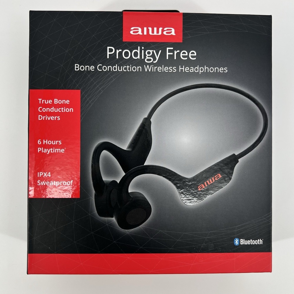 Aiwa Prodigy Free Bone Conduction Wireless Headphones AI5008-BLK - NEW IN BOX
